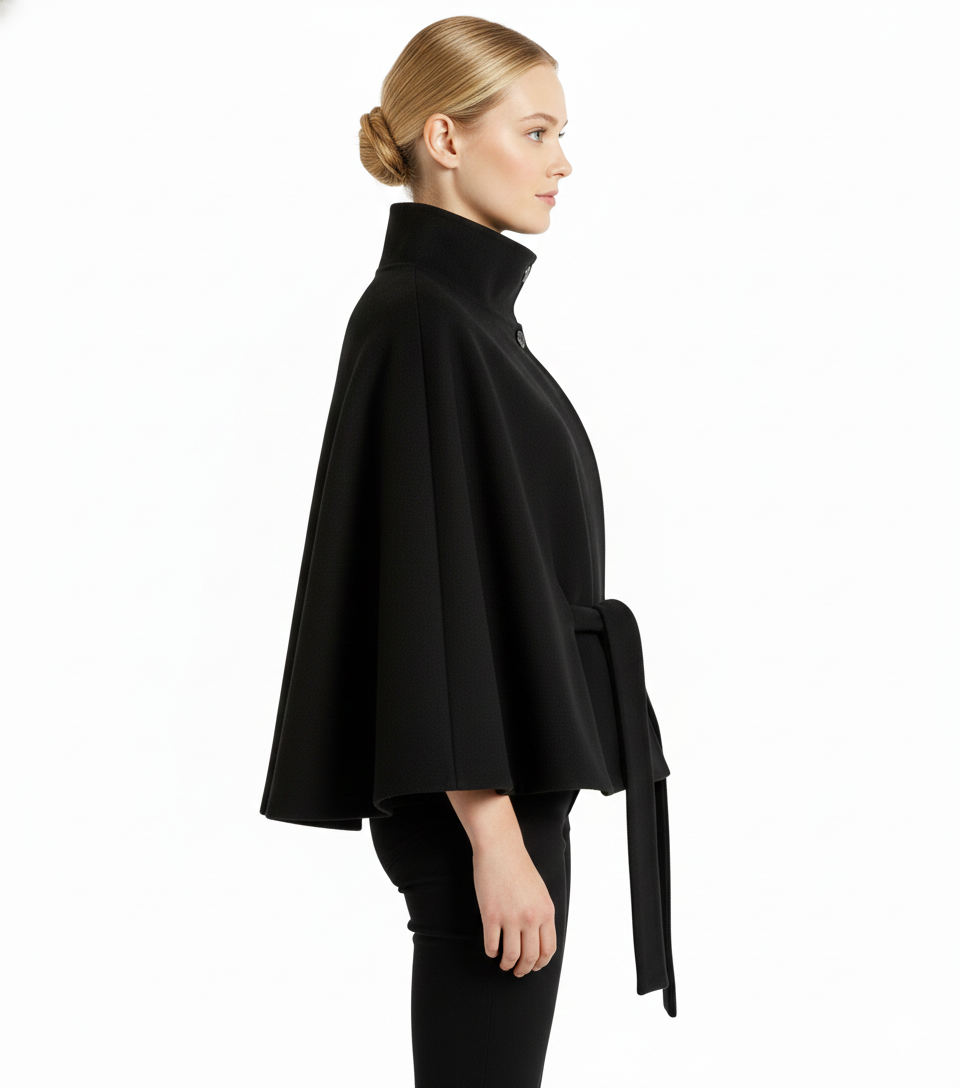 Belted Wool Coat With High-Collar