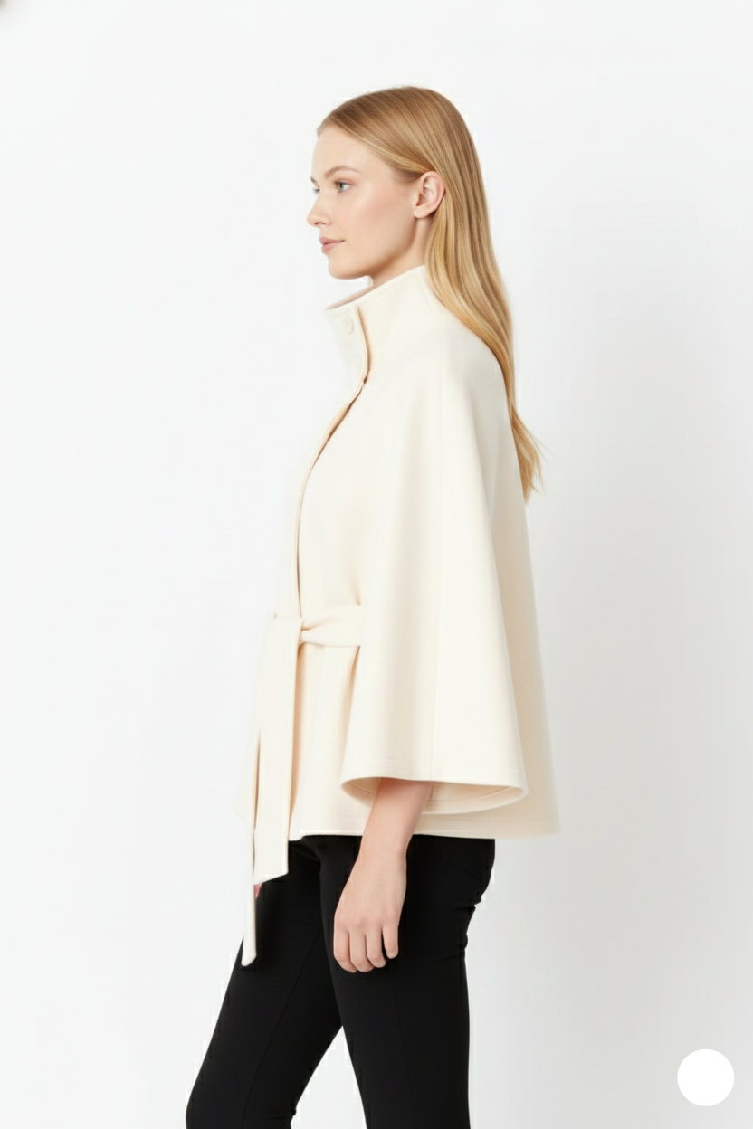Belted Wool Coat With High-Collar