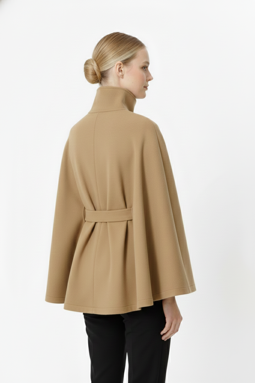 Belted Wool Coat With High-Collar