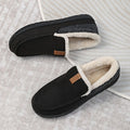 Warm knit wool-blend loafers in black, shown as cosy slip-on indoor house shoes