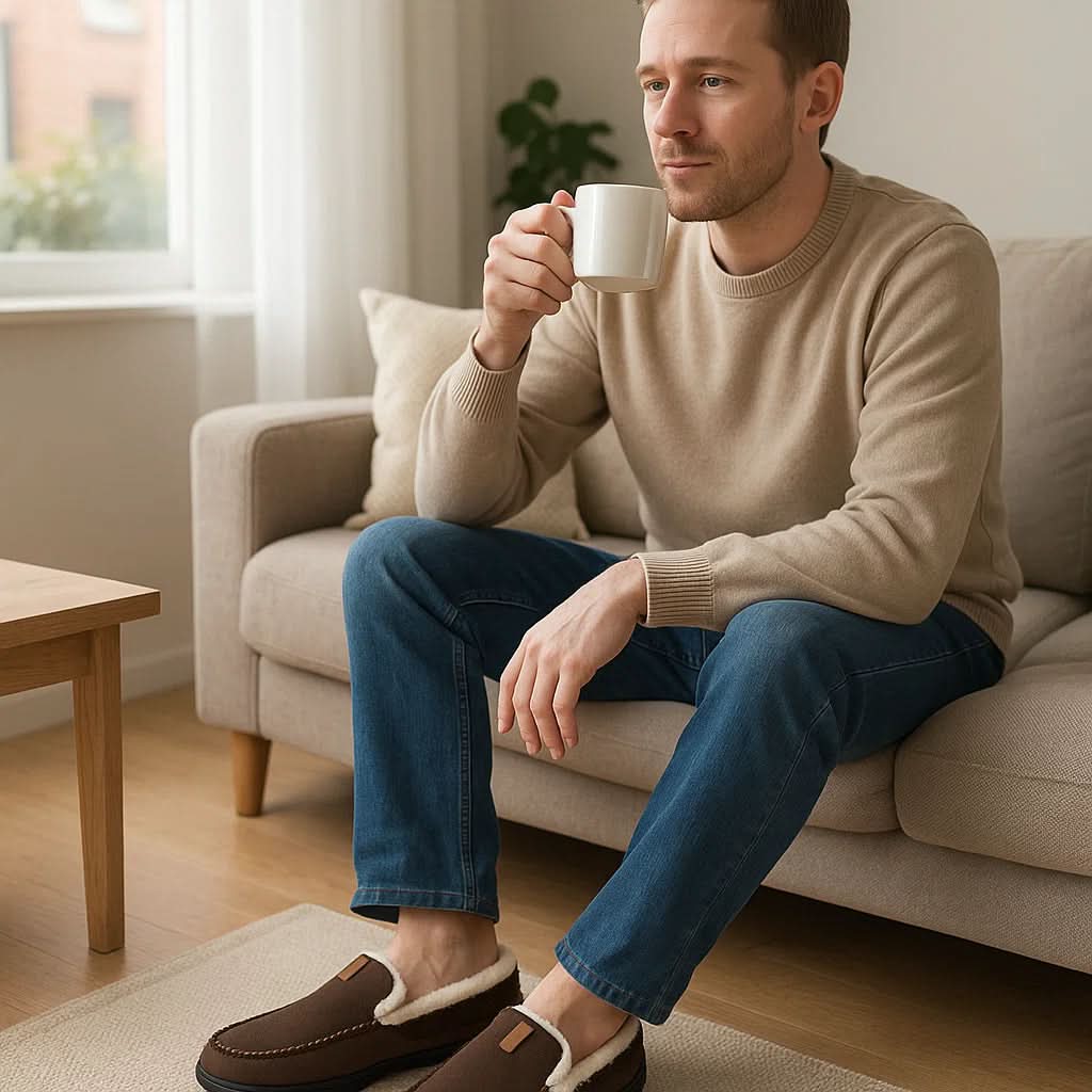 Warm Knit Loafers – Wool-Blend Slip-On House Shoes