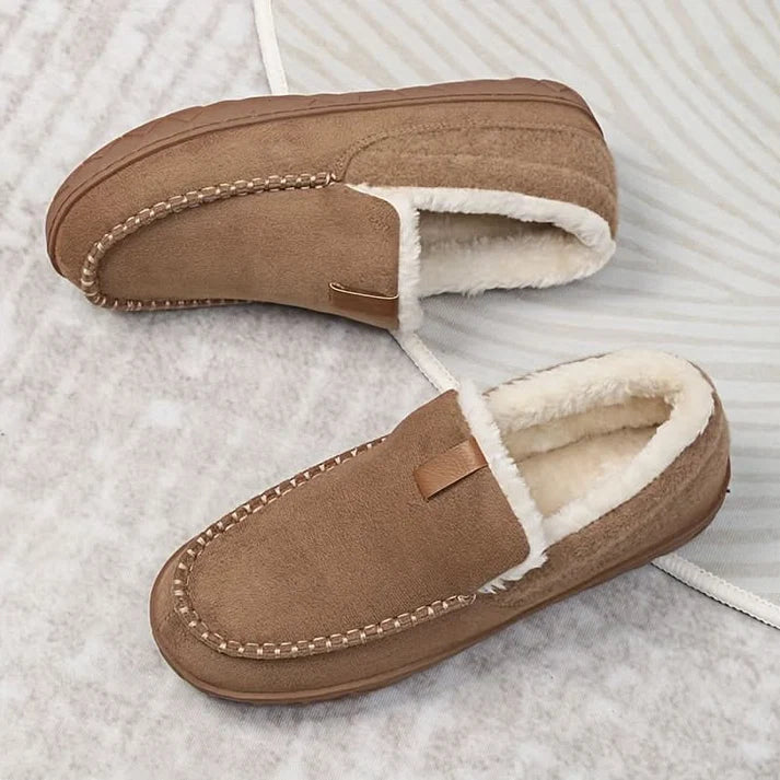 Warm Knit Loafers – Wool-Blend Slip-On House Shoes