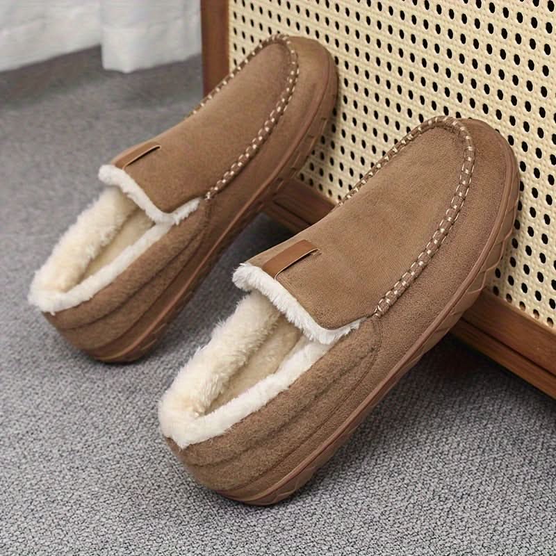 Warm Knit Loafers – Wool-Blend Slip-On House Shoes