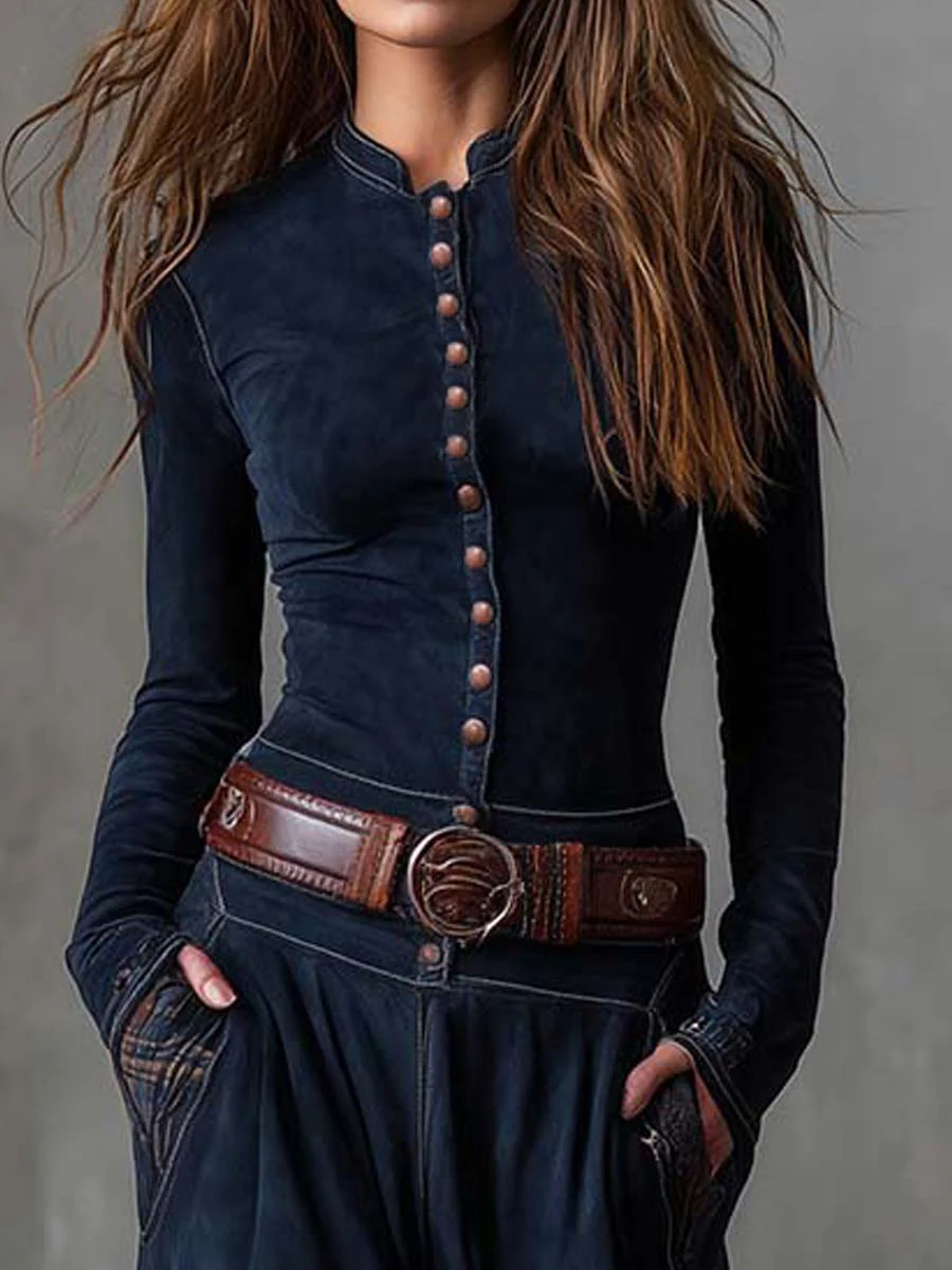 Dress Belted Waist Collared Midi