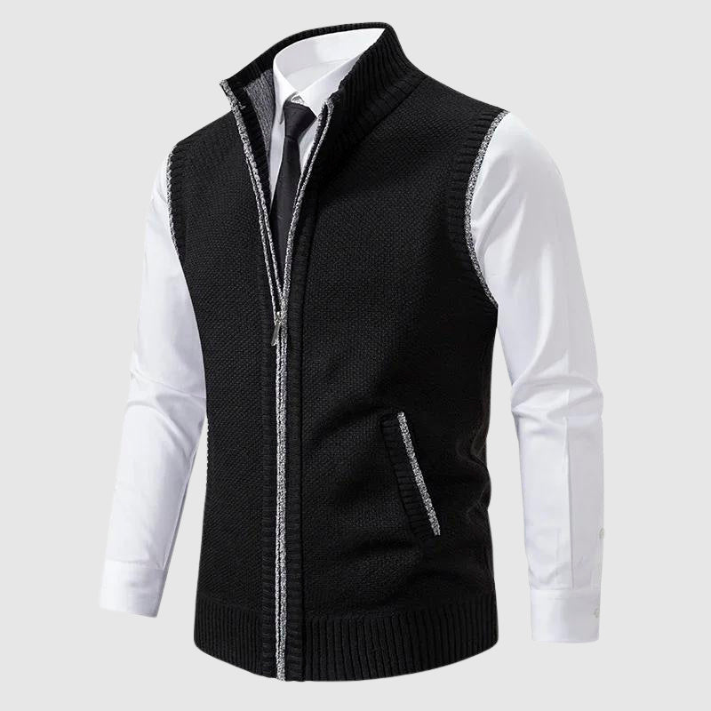 Zip-Up Wool Blend Sweater Vest