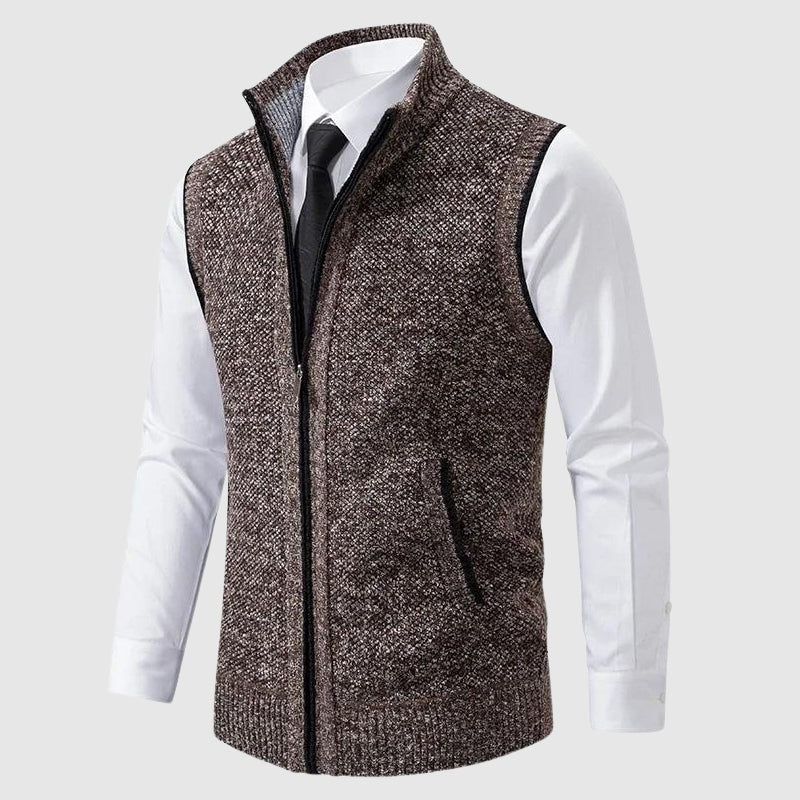 Zip-Up Wool Blend Sweater Vest
