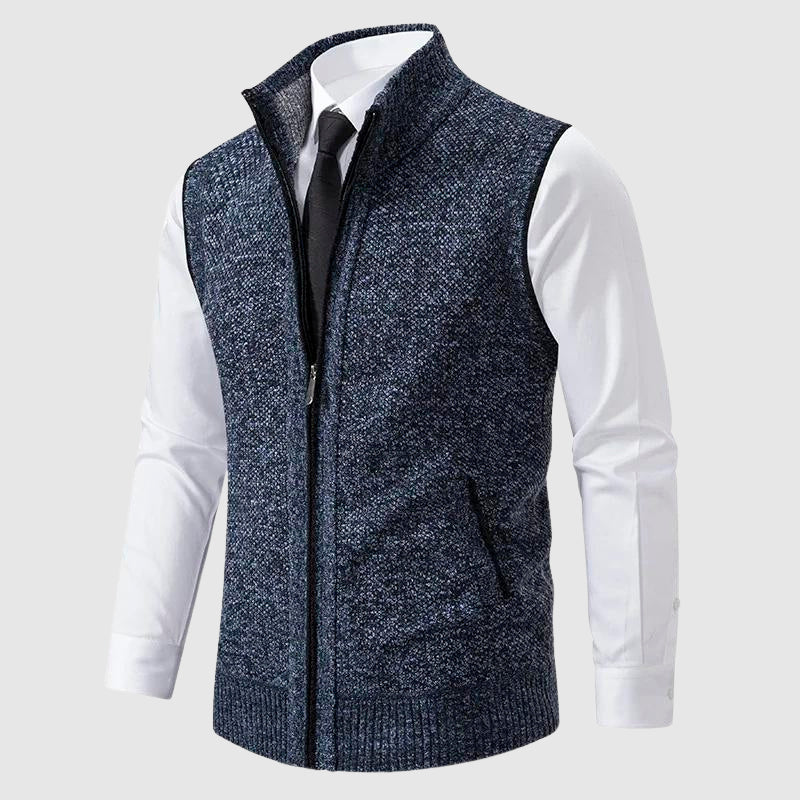 Zip-Up Wool Blend Sweater Vest