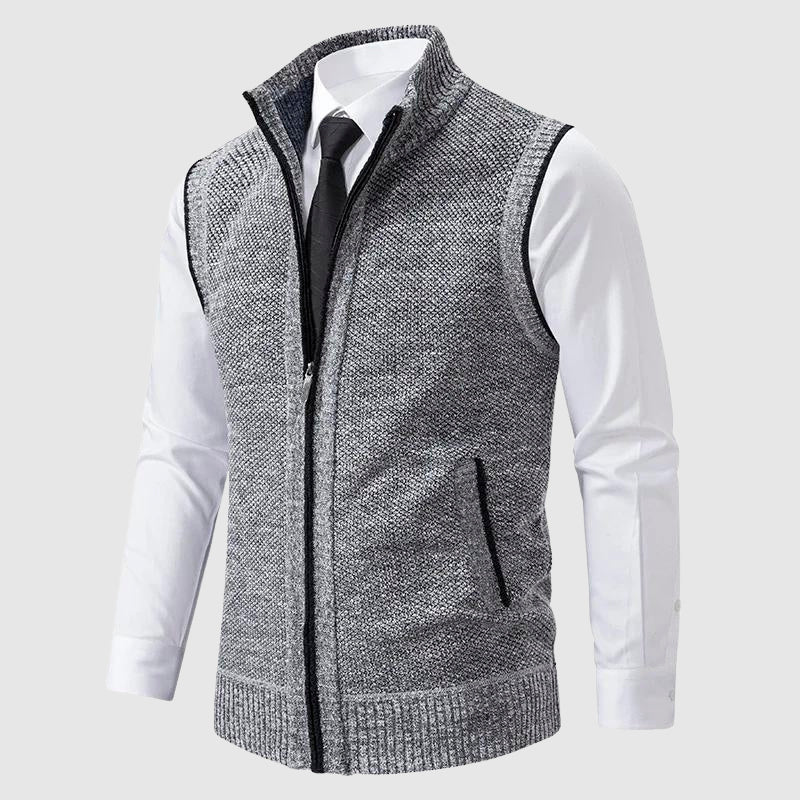 Zip-Up Wool Blend Sweater Vest