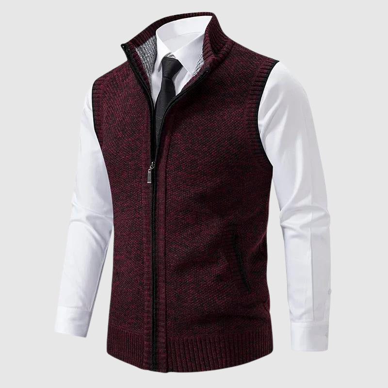 Zip-Up Wool Blend Sweater Vest