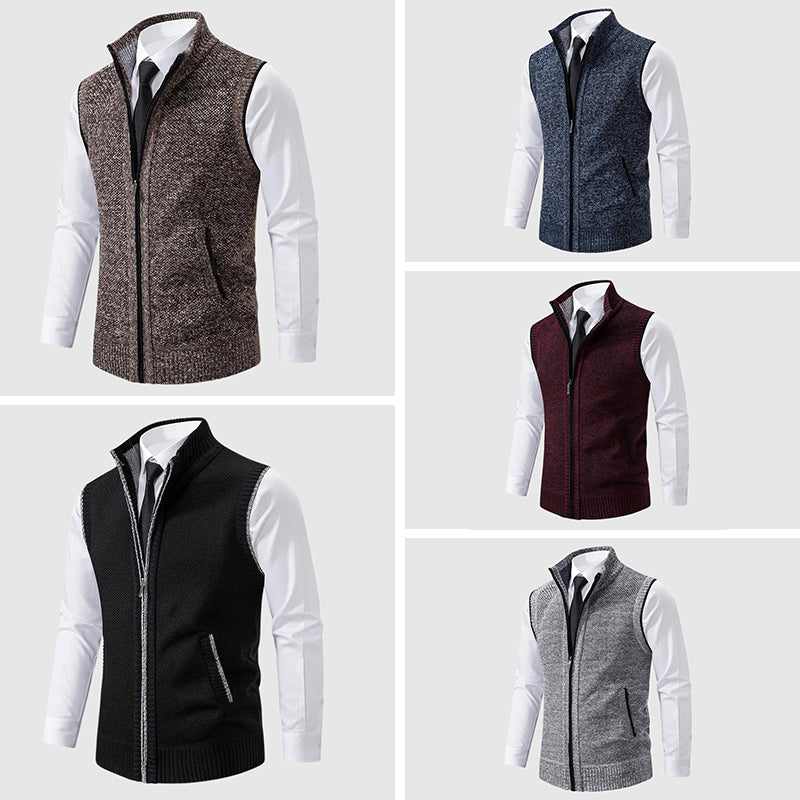 Zip-Up Wool Blend Sweater Vest