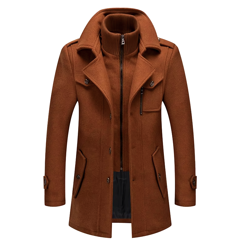 Wool Blend Overcoat High Collar Insulated