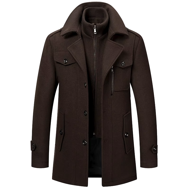 Wool Blend Overcoat High Collar Insulated