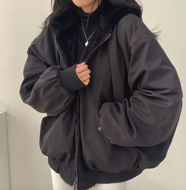 Reversible Winter Jacket Shearling Lined Warm