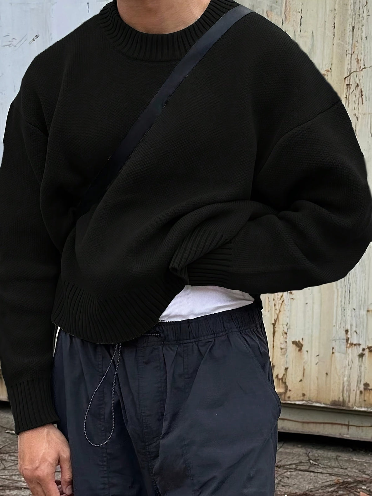Ribbed Knit Jumper Crew Neck Oversized