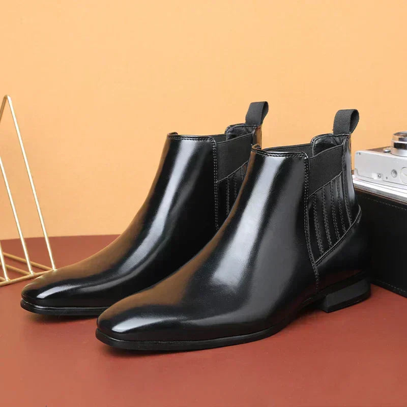Pointed Toe Chelsea Ankle Boots - Elastic Side Panel
