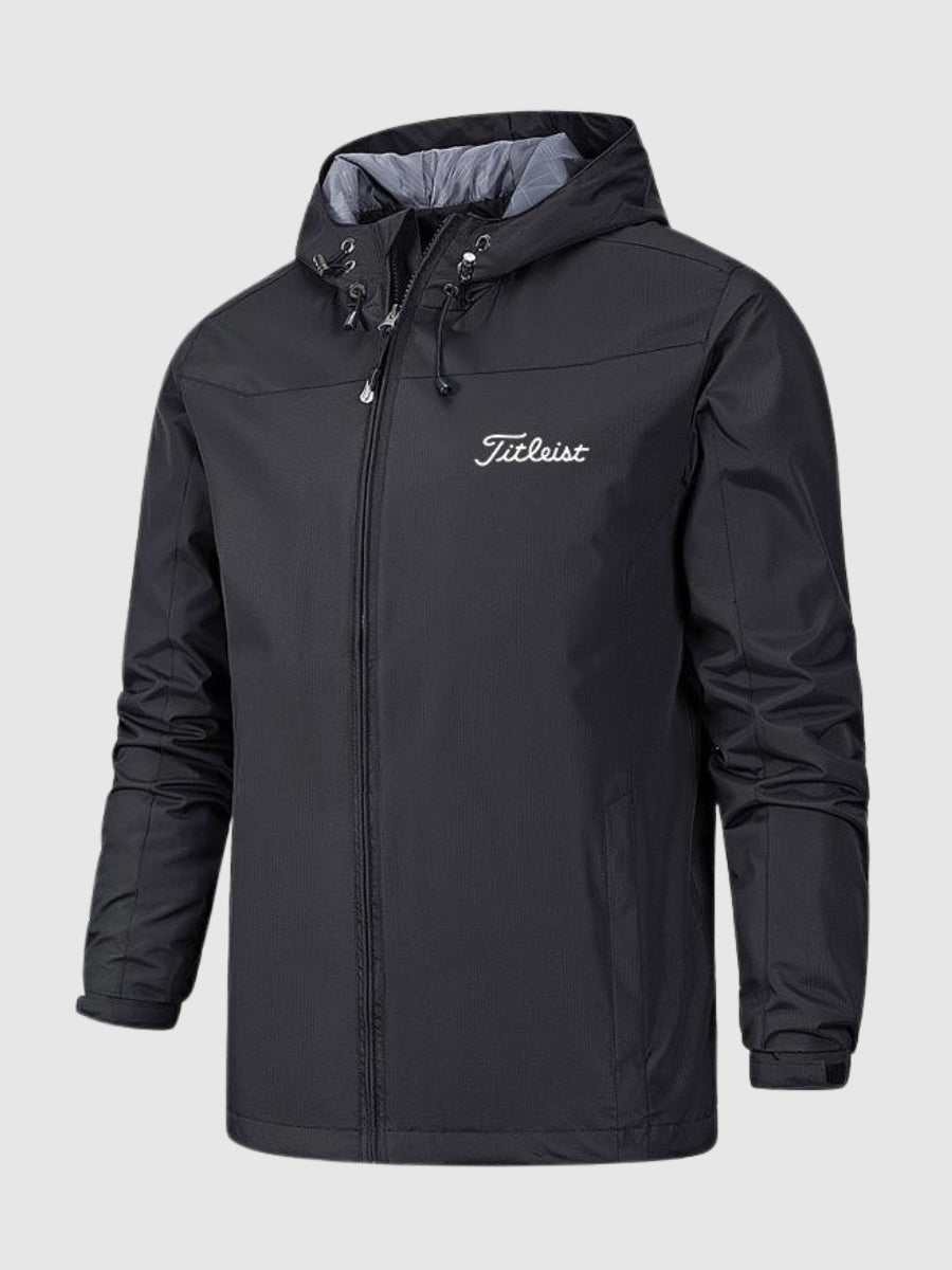 Waterproof Rain Jacket Breathable Wind Resistant in black, front view