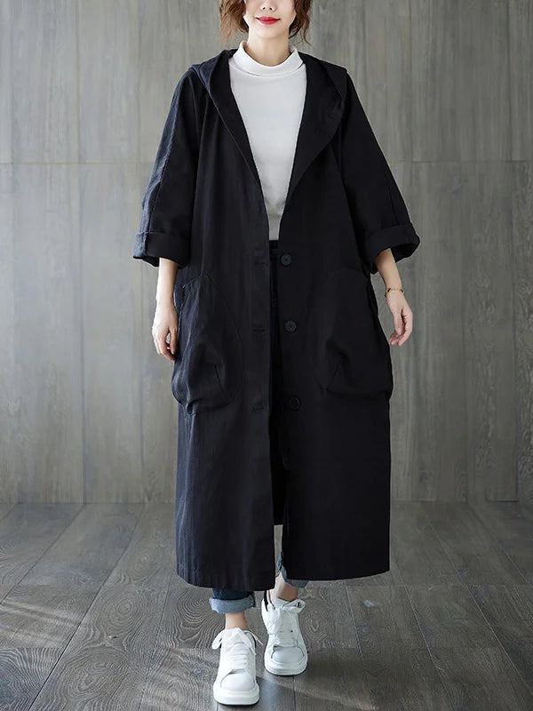 Hooded Trench Coat Longline Rain Ready