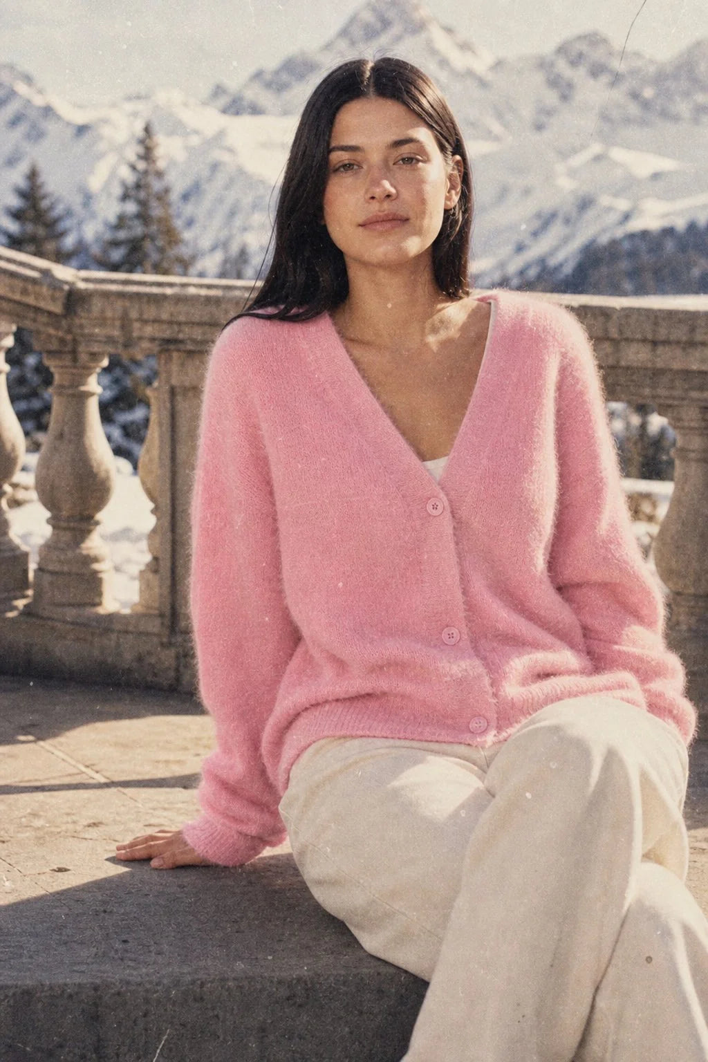 Faux Fur Cardigan Oversized Cosy Knit