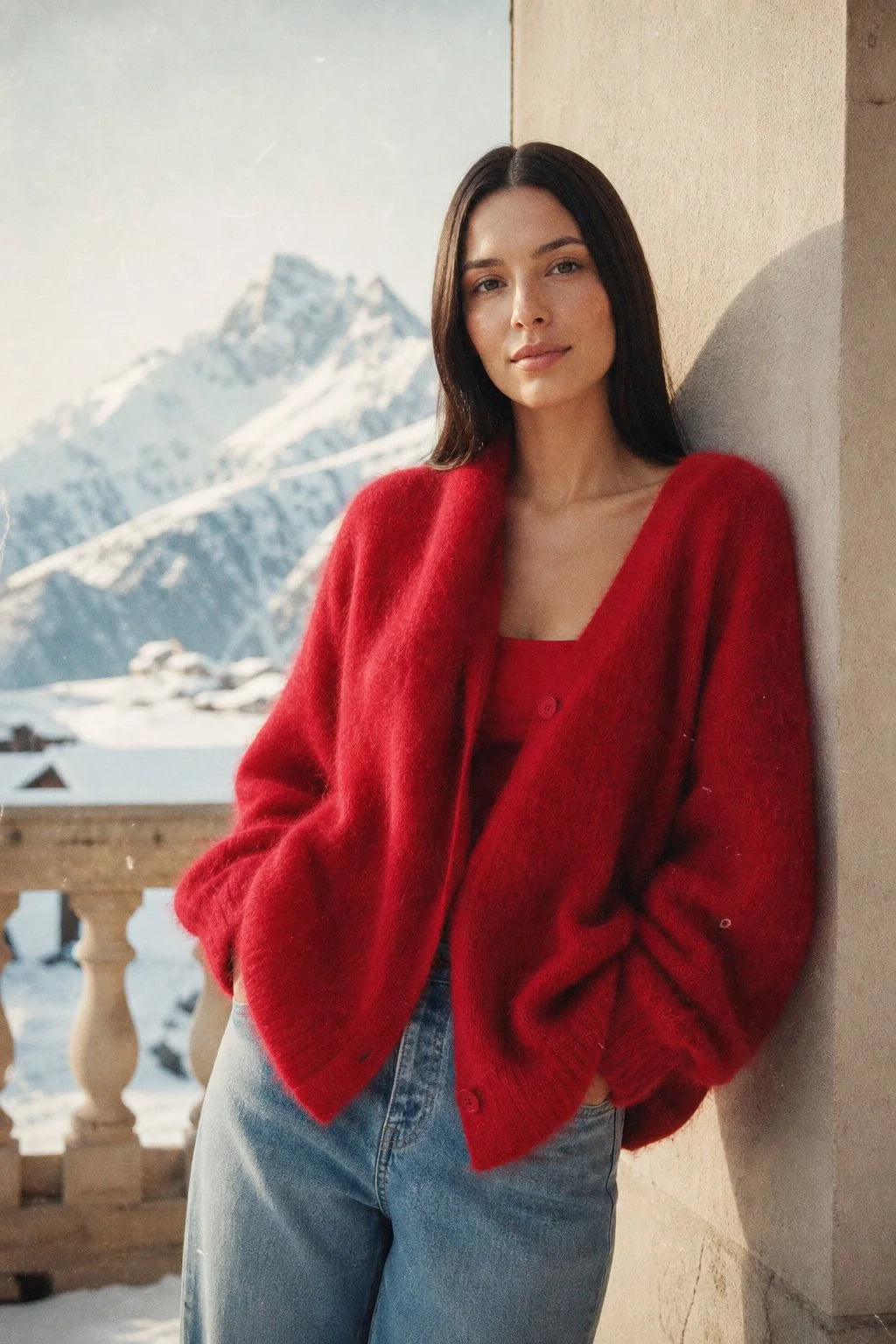 Faux Fur Cardigan Oversized Cosy Knit