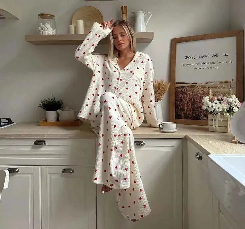 Heart print pyjama set, product photo