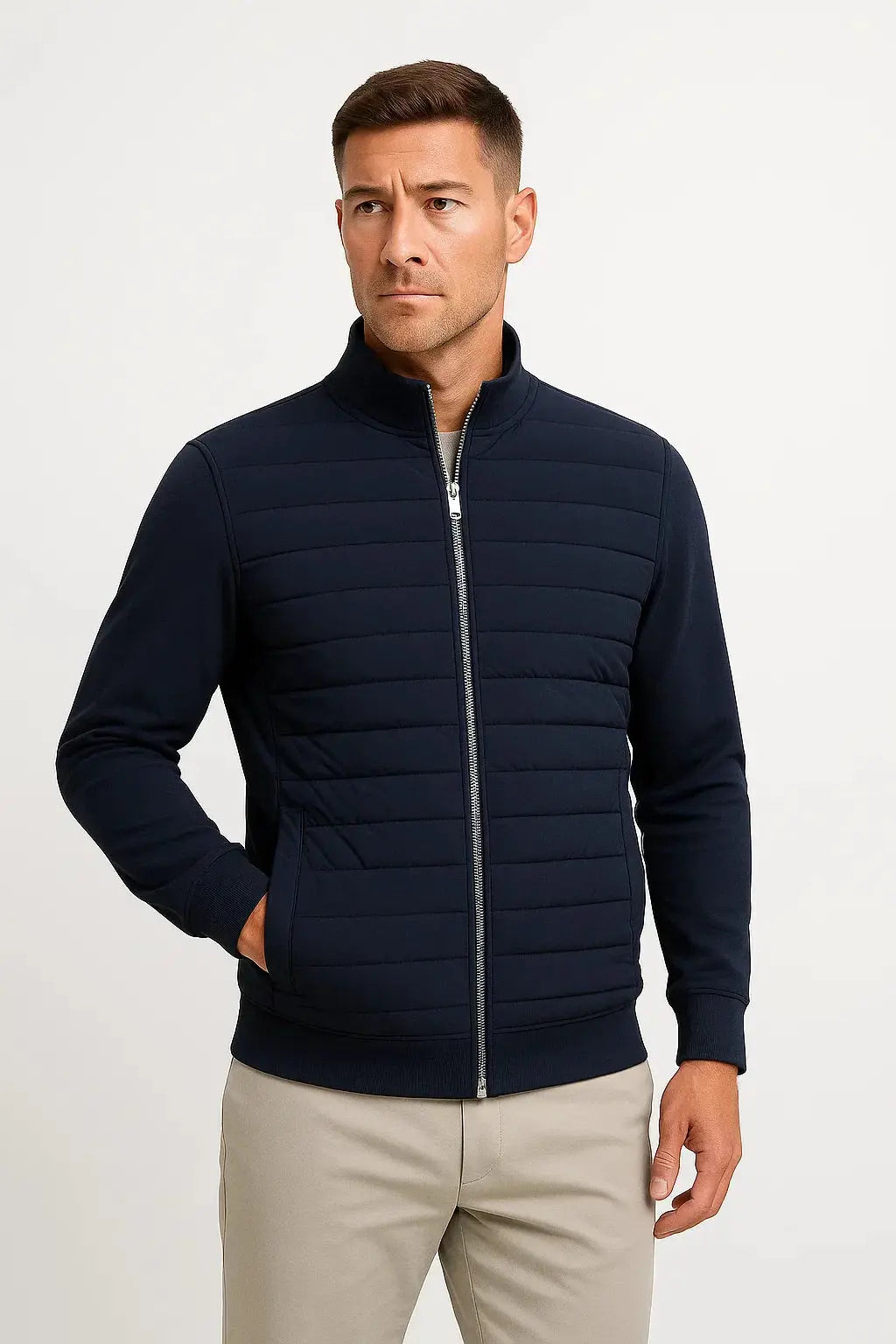 Hybrid Jacket Quilted Body Knitted Sleeves