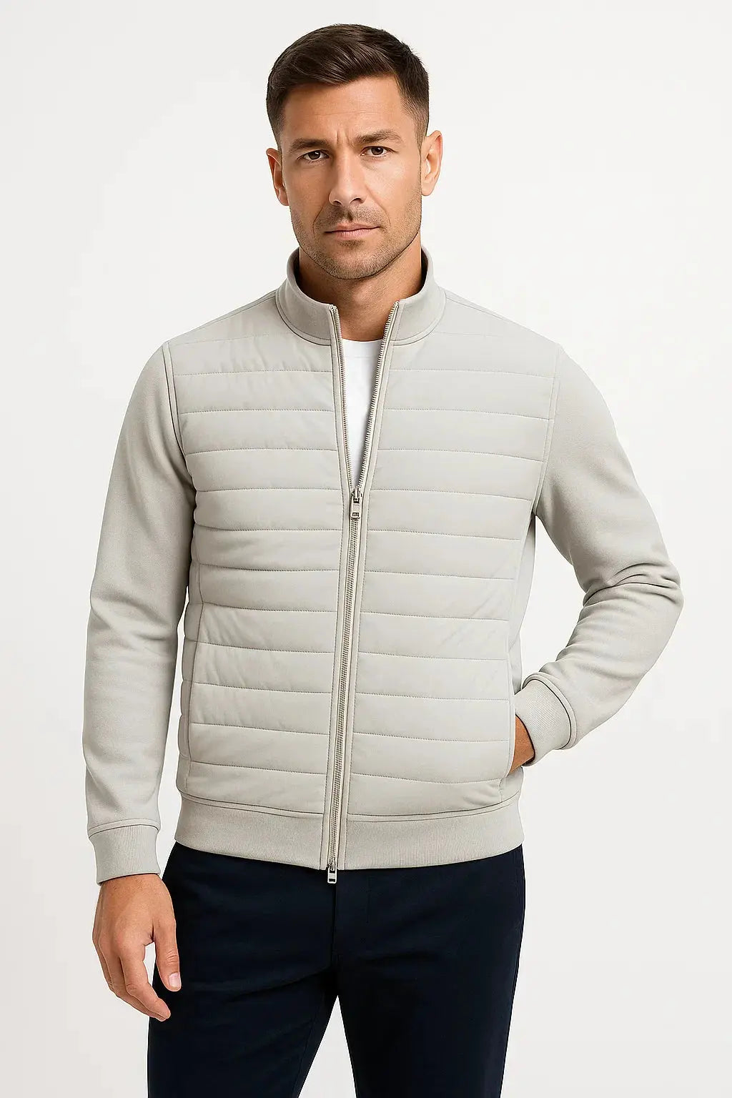 Hybrid Jacket Quilted Body Knitted Sleeves