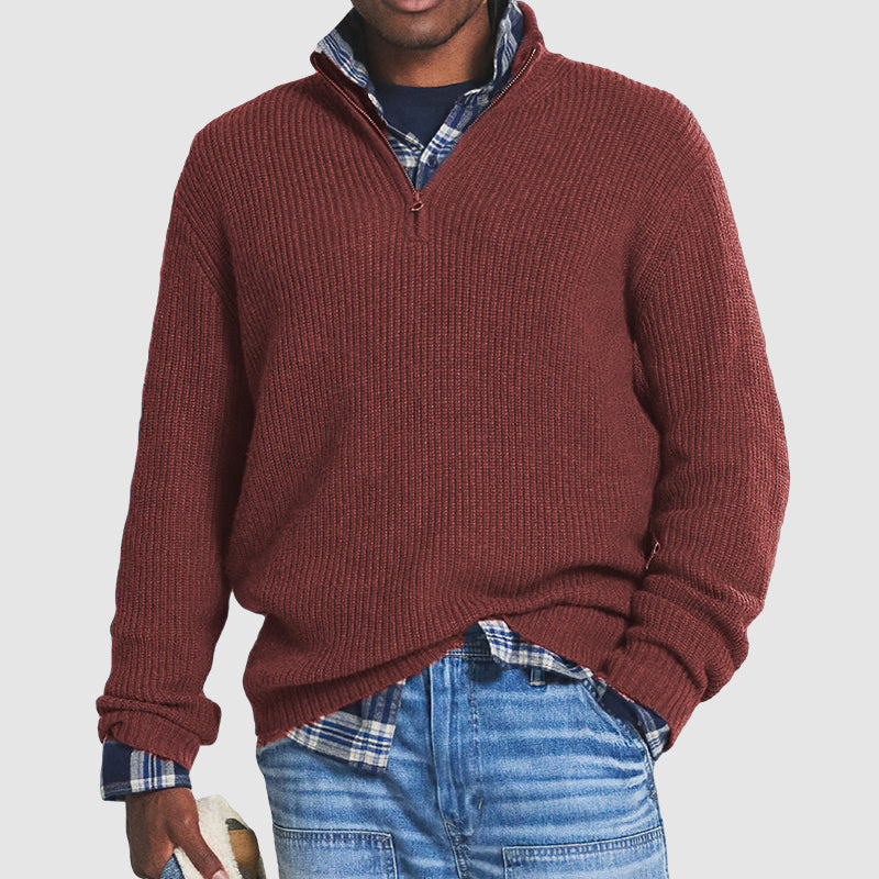 Quarter Zip Knitted Jumper – Funnel Neck
