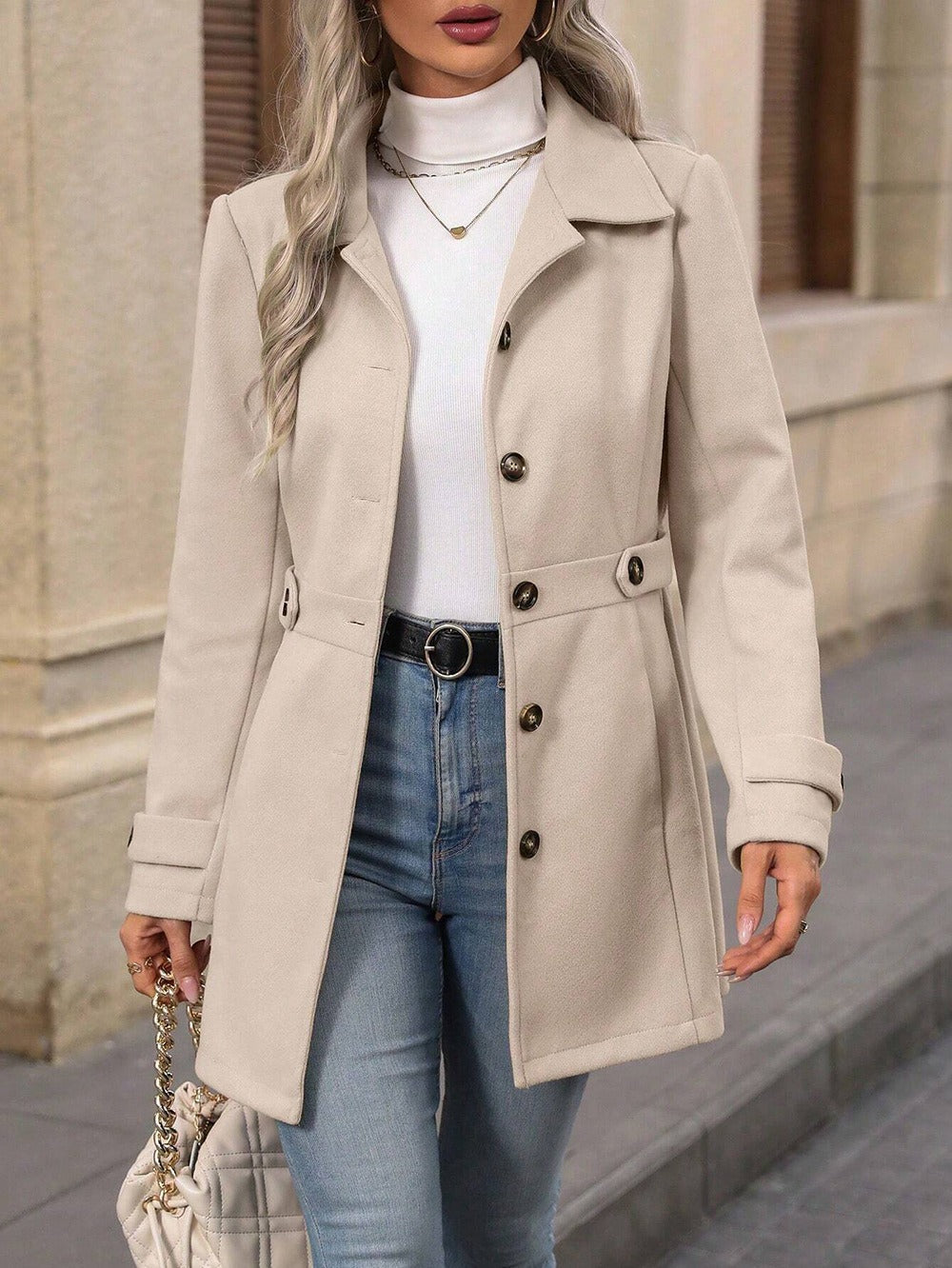 Belted Trench Coat Tailored Autumn Layer