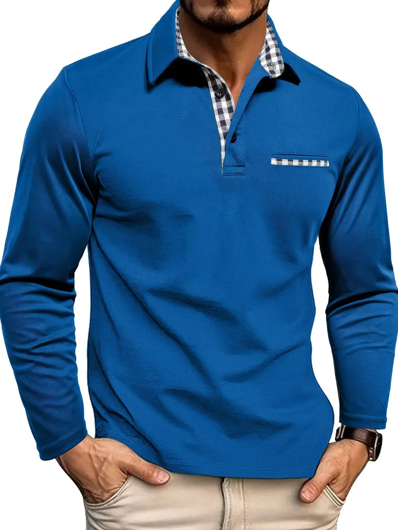 Polo Shirt Long Sleeve Ribbed Collar