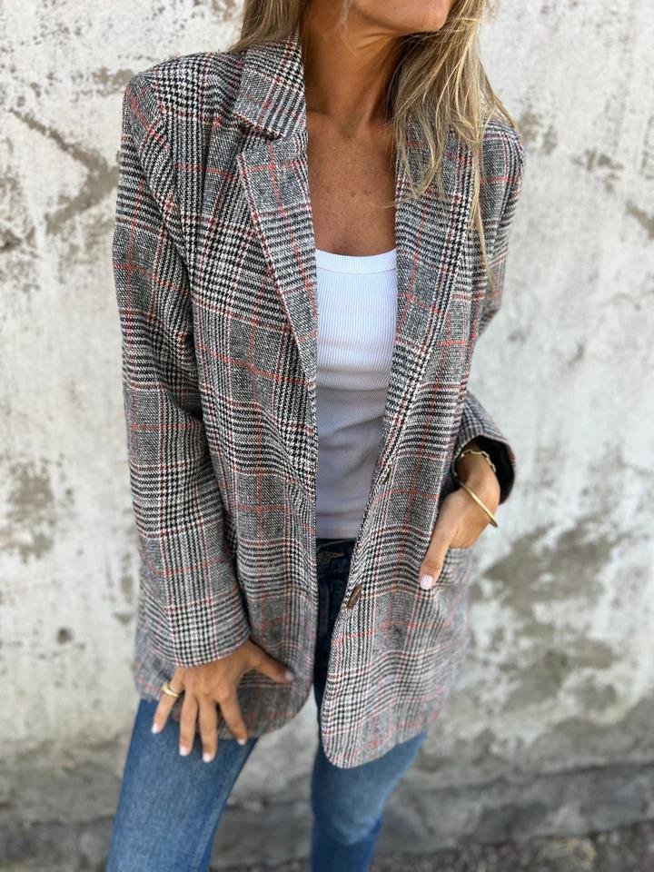 Plaid Blazer Classic Lapel