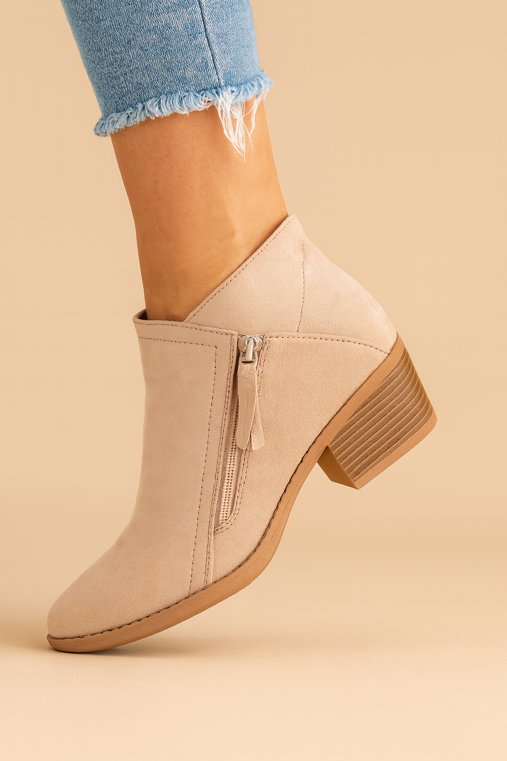 Ankle Boots Block Heel Side Zip