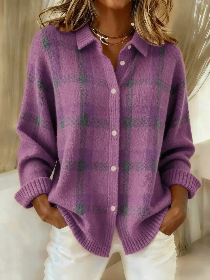 Jumper Checked Knit Crew Neck