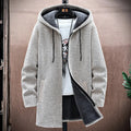 Wool blend fleece lined jacket in grey, front view