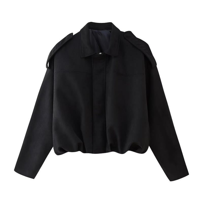 Suede-Look Bomber Jacket Satin Lining