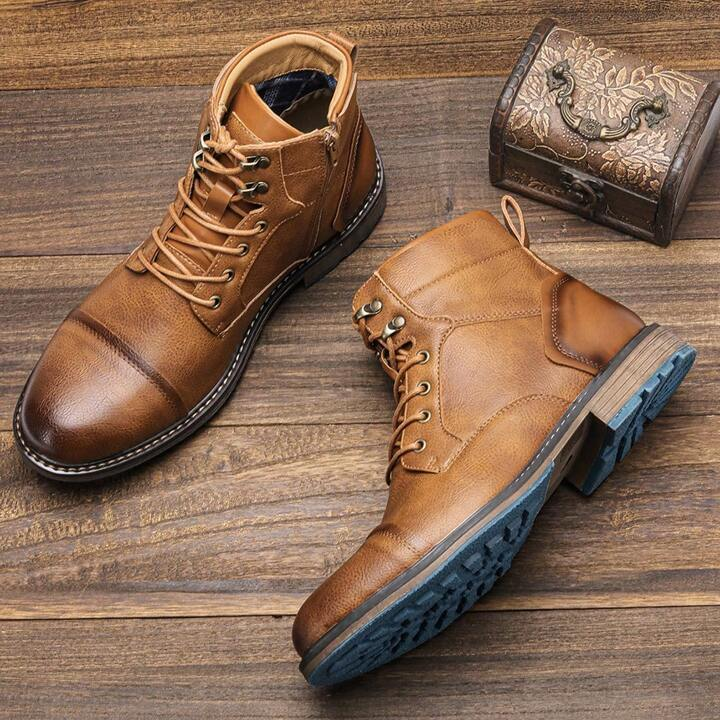 Padded Lace Up Boots with Side Zip