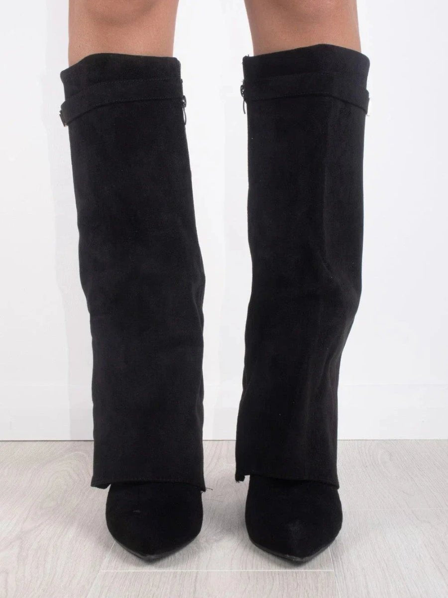 Ankle Boots Suede-Look Gold Hardware Detail