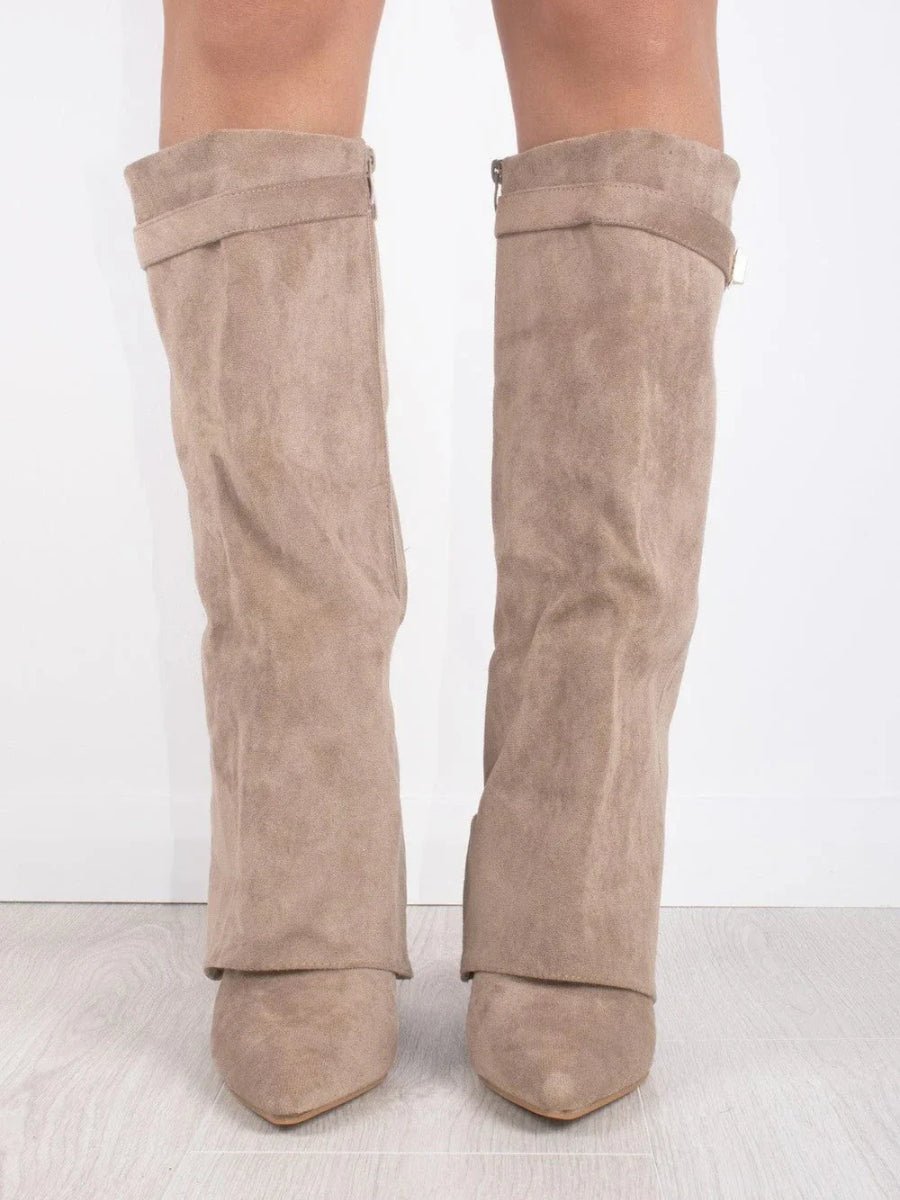 Ankle Boots Suede-Look Gold Hardware Detail