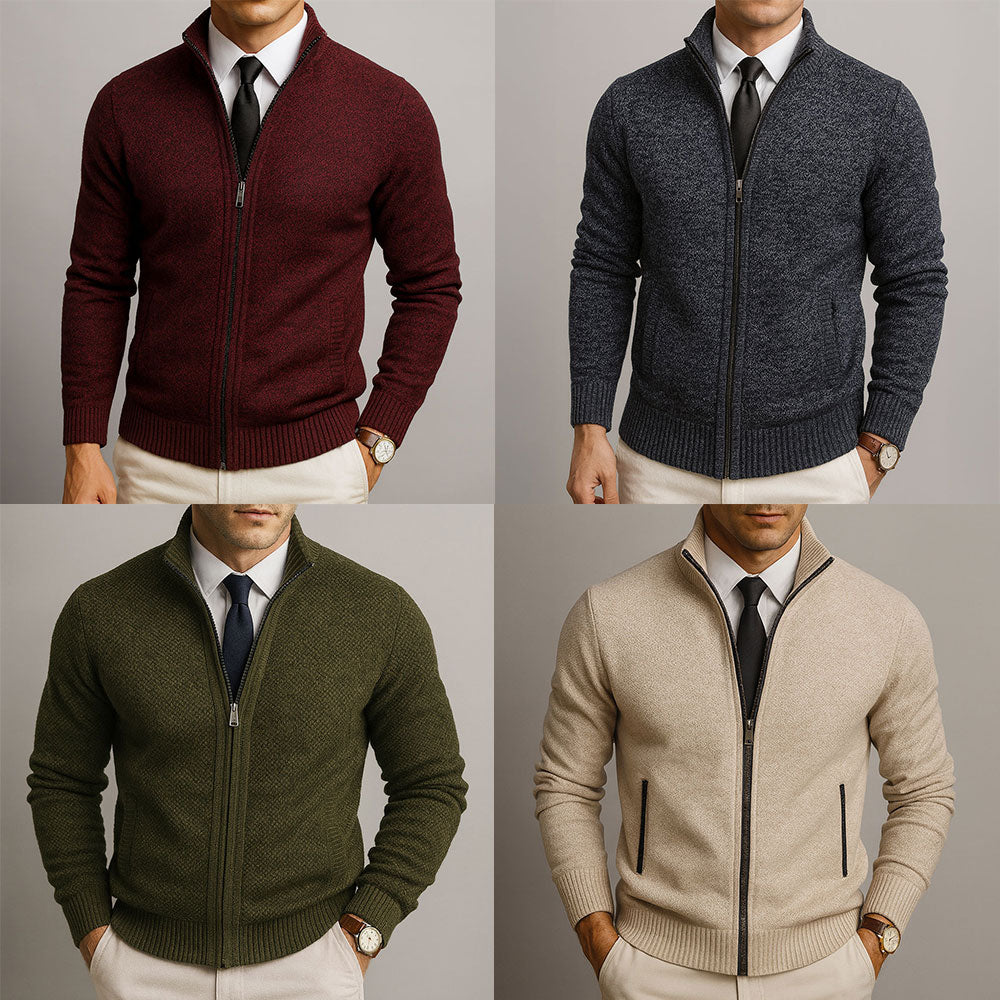 Zip-Front Cardigan Long-Sleeve Knit