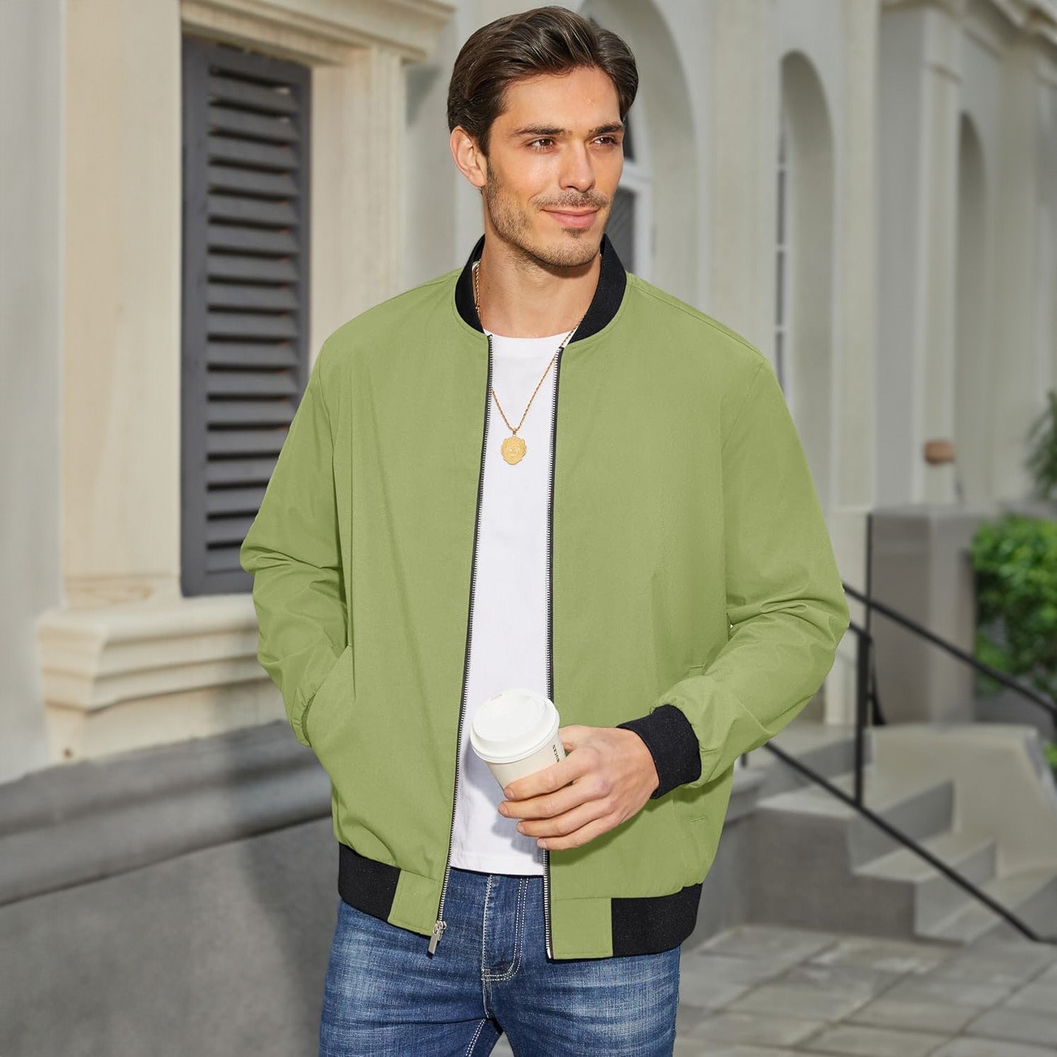 Bomber Jacket Lightweight Zip Windbreaker