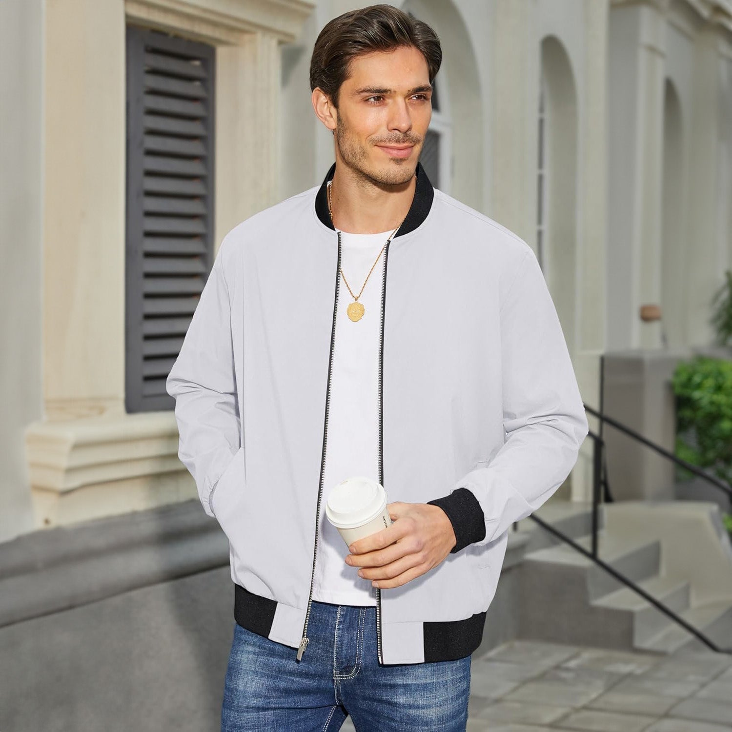 Bomber Jacket Lightweight Zip Windbreaker