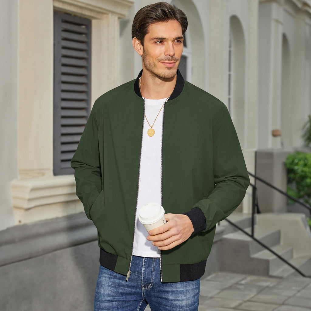 Bomber Jacket Lightweight Zip Windbreaker