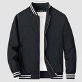 Lightweight casual bomber jacket in black, front view