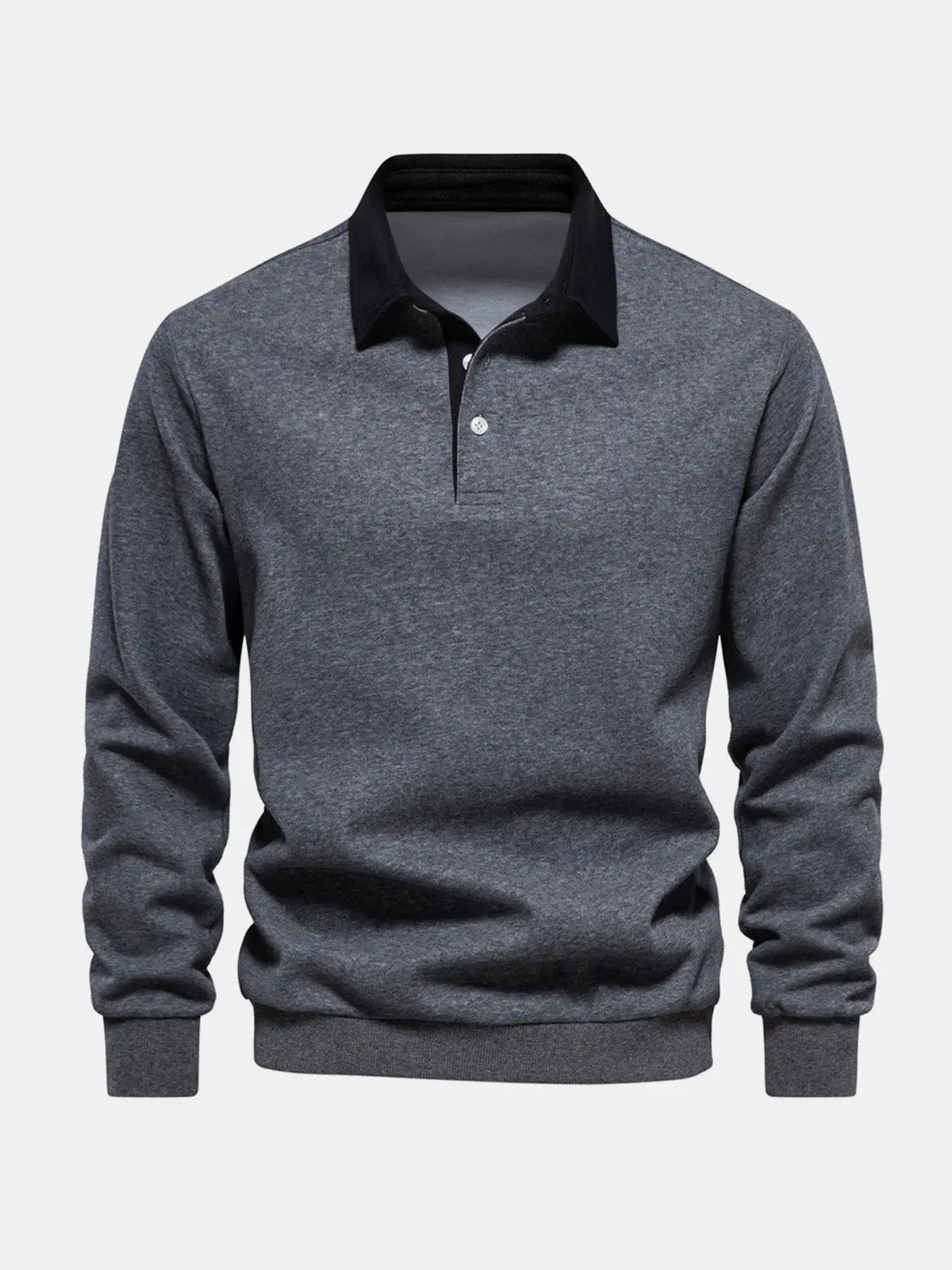 Sweatshirt Polo Collar Button Placket