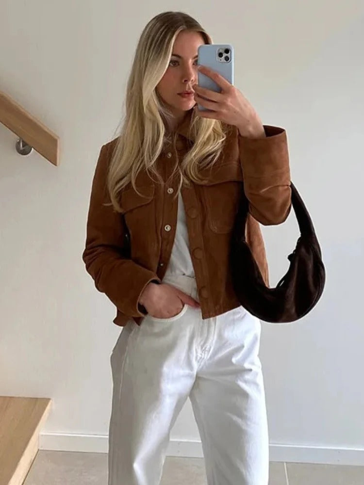 Suede-Look Jacket Classic Casual Cut