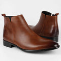 Chelsea boots with side zip in brown, side view