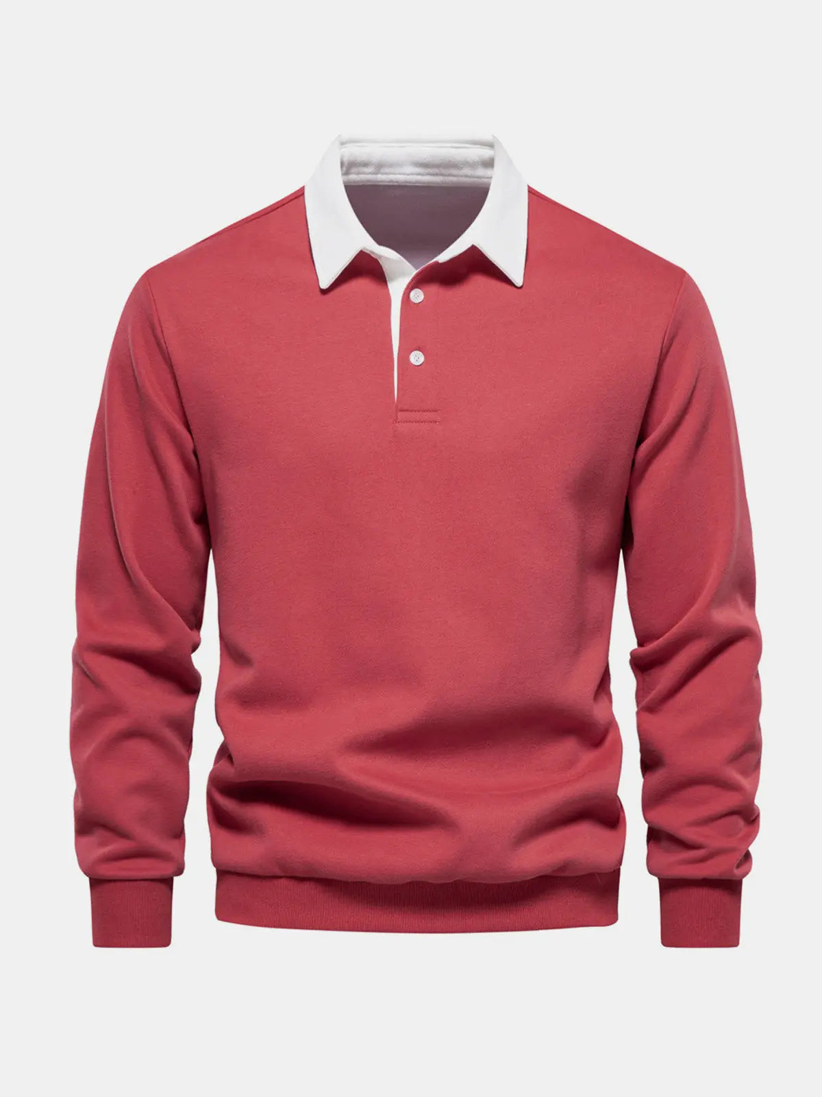 Sweatshirt Polo Collar Button Placket
