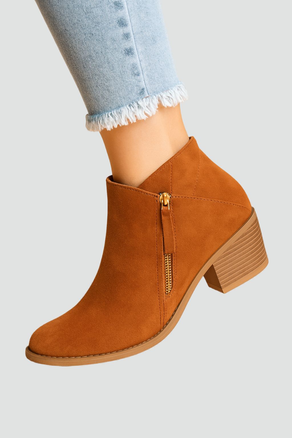 Ankle Boots Block Heel Side Zip