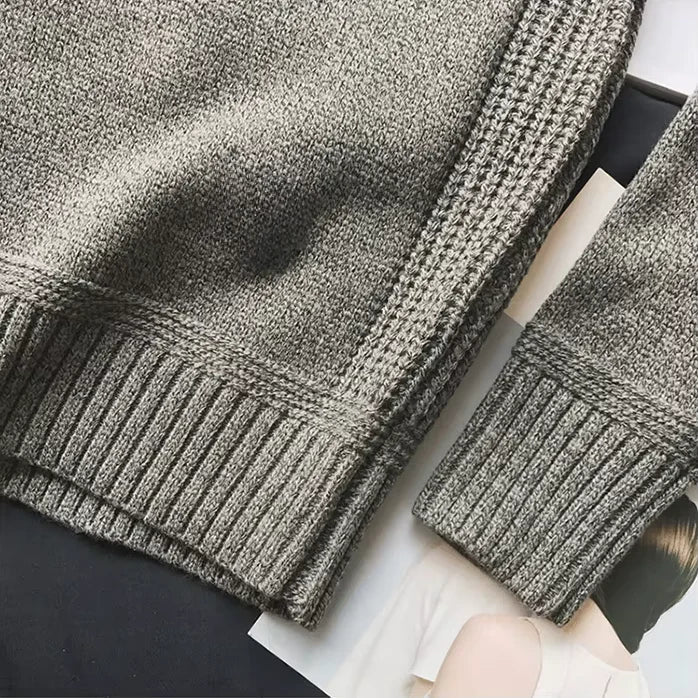 Crew-Neck Sweater Elbow-Patch Knit