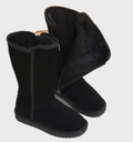 Suede-look boots with warm lining in black, side view