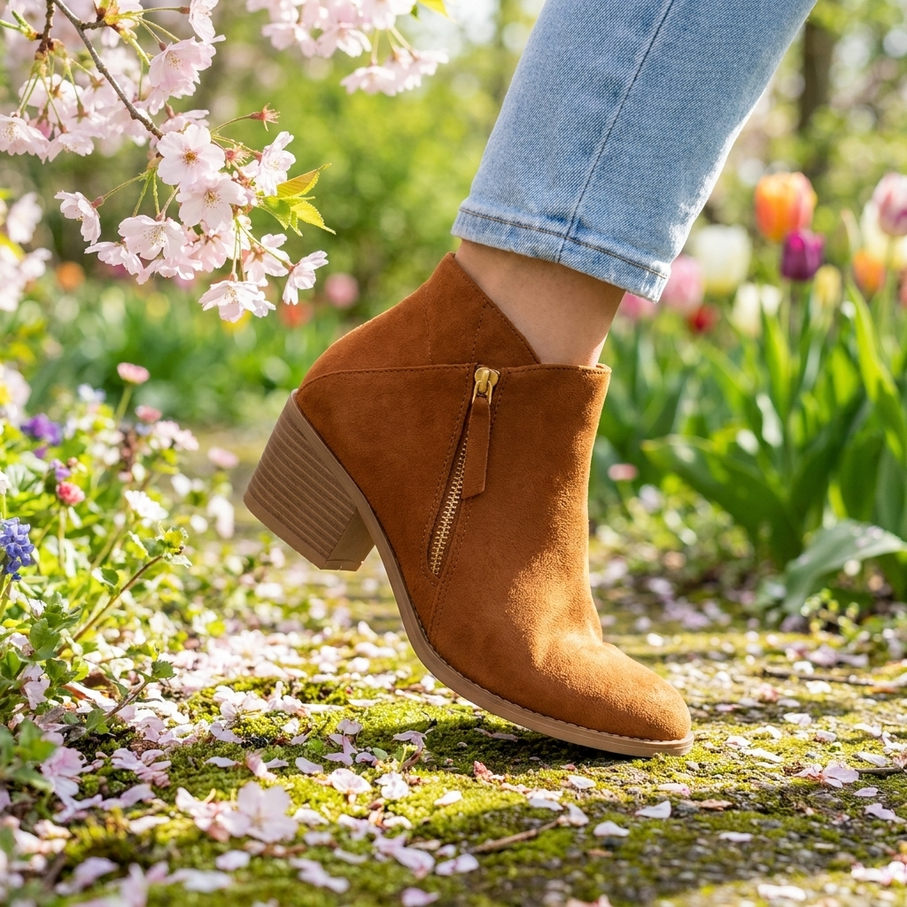 Ankle Boots Block Heel Side Zip